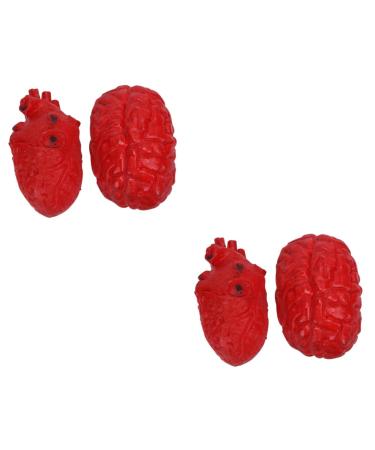 VICASKY Halloween Theme 4 Pcs Simulated Organ Lunch Box Scary Prop Fake Heart Halloween Realistic Brain Halloween Realistic Heart Halloween Scary Decoration Plastic Prosthesis Cosplay mediumx2pcs As Shownx2pcs