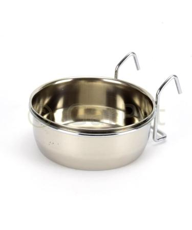 Stainless steel bowl for hanging screw or hook fastening bird rodent dog bowl (0.15 L with hook holder)