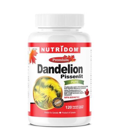 Nutridom Dandelion Root Capsules | 10 000mg Per Day | 10x Extra Strength Traditional Herbal Supplement for Liver Detox & Cleanse Non-GMO Gluten-Free Soy-Free Dairy-Free Made in Canada 60-Day-Supply (120 Veggie Capsules)