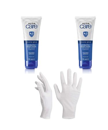 Avon Silicone Glove Handcream x 2 with 1pr of overnight moisture cotton hand gloves