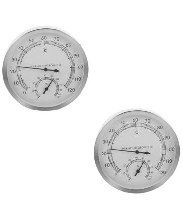 Veemoon 2st sauna moisture thermometer interior thermometer wall clocks digital reloj de pared digital thermometer wall thermometer outside stainless steel tool high precision silverx2st 12.7x12.7cmx2pcs