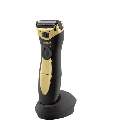 Cosmopolitan Electric Shaver  Cordless Electric Razor for Women  Hair Removal  Removes Short Hair  Dual-Blade  Trim Bikini Line  Leg Hair  Facial & Body Hair  Rechargeable Lady Shaver - Black & Gold