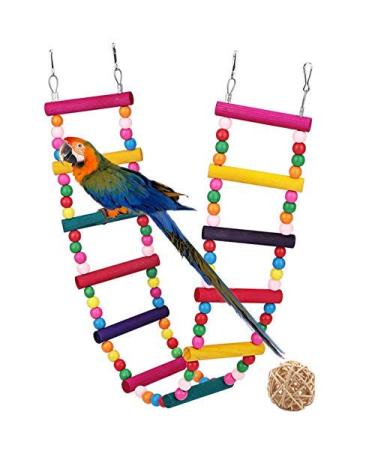 G GANEN Wood Bird Ladder, Parrot Ladder Swing Bridge Parrot Swings,Ladders for Pet Trainning