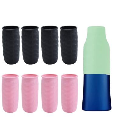 8 pieces of silicone bottle covers spout -safe bottle covers for the trip reusably usable travel Elastic shell for shampoo shower gel bottles (black and red)