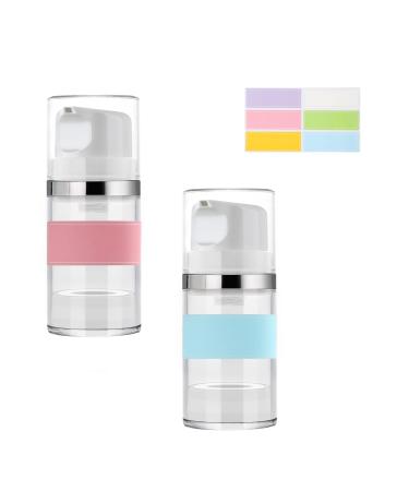 IOOROSE Airless Pump Bottle Refillable Travel Containers 50 ml/1.8 oz (Clear 2 Pack) 1.8oz