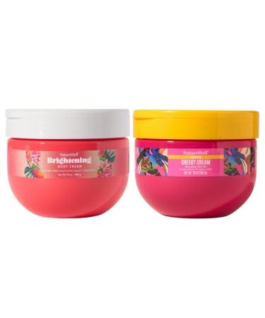 NATURE WELL Cheeky & Brightening Body Cream Bundle Ultra Moisturizing Deep Hydration Fast-Absorbing Radiance -Boosting Deliciously Scented 10 Oz Each
