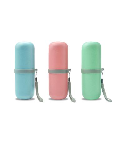 FOBBHOME 3 Pack Travel Toothbrush Case and Carrier Portable Business Trips Wash Cup Plastic Holder Organizer for Camping School Trips and Daily Use