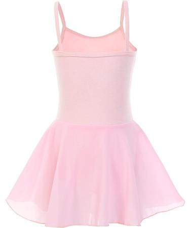 TENVDA Girls Dance Leotards with Skirts Camisole Ruffle Sleeve, Pink Black - Sizes 2-10 Years - Buy Online on GoSupps.com