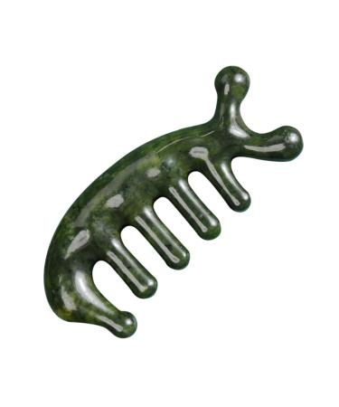 Combined massage comb from jade scalp massager made of wood acupuncture massage device for the head massage comb wide tooth comb Gua-Sha-comb for the scalp tool just scratch 3D tablets 11.50x4.50cm green