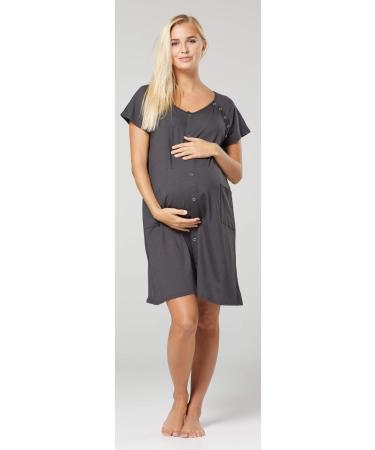 Happy Mama Maternity Nursing Hospital Gown Nightshirt - Graphite (Size 16) - Buy Online on GoSupps.com