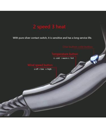 1600W Hair Dryer with Diffuser Powerful Hairdryer Fast Drying Blow Hair-Dryer AC Motor 220V 2 Speed and 3 Heat Cold Shot Button Long Cable Light Quiet for Women Men Black Small Gift - Buy Online on GoSupps.com