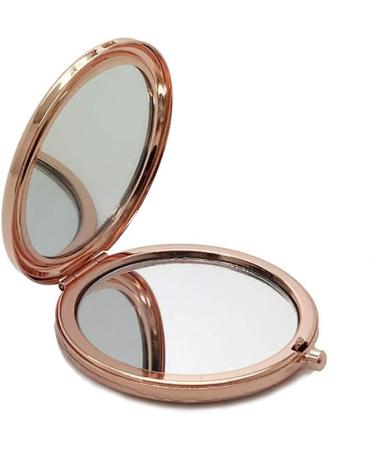 Rose Gold Portable Compact Makeup Mirror - Double-Sided Pocket Mirror for Purse & Travel - Buy Online on GoSupps.com