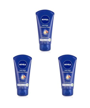 Nivea intensive care hand cream (75 ml) rich skin cream with almond oil for intensive moisture hand care with the unique Nivea fragrance (pack with 3) almond 75 ml (3-pack)