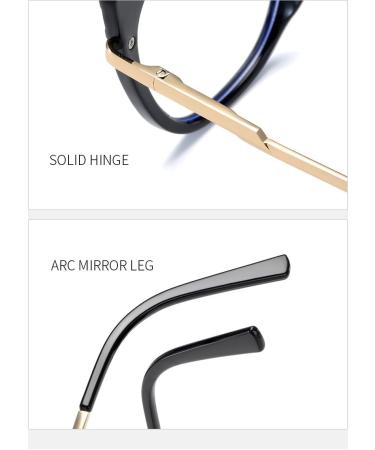 SERONI Metal Temples Cat Eye Blue Light Blocking Glasses for Men & Women - UV Protection 58mm Black Frame - Buy Online on GoSupps.com