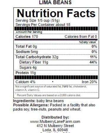 Lima Beans 5 Pounds Baby  Butter Beans USDA Certified Organic Non-GMO  Bulk  Product of USA  Mulberry Lane Farms - Buy Online on GoSupps.com
