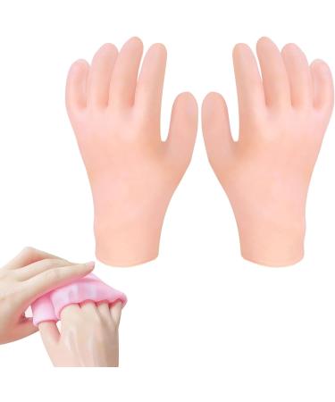 Overnight Hand Mask Intensive Hand Moisturizing and Repairing Gloves Sleeping Spa Silicone Gloves Hand Moisturizer Care Washable Moisture Gloves for Women Men (Skin color)