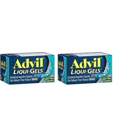 Advil Liqui-Gels Pain Reliever and Fever Reducer Pain Medicine for Adults with Ibuprofen 200mg for Headache Backache Menstrual Pain and Joint Pain Relief - 80 Liquid Filled Capsules(Pack of 2)
