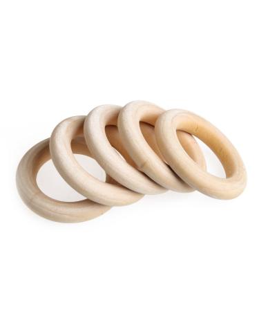 Kimnny Baby Teething Rings 5pcs Crafts DIY Baby Biting Natural Wooden Rings Necklace Bracelet 55mm