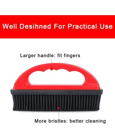 Pet Hair Removal Brush - Silicone Tool for Cleaning & Grooming Cats & Dogs - Lint & Debris Remover - Black & Red (Red) - Buy Online on GoSupps.com