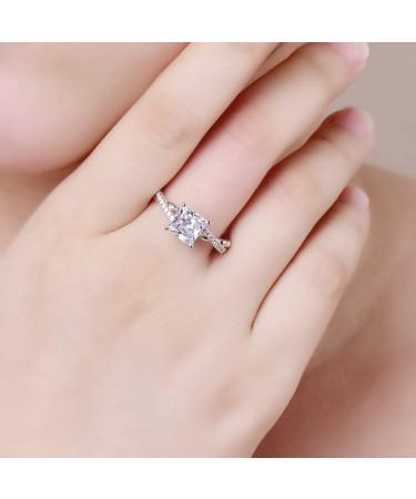 925 Sterling Silver Crossover Ring | Round Cut Simulated White Topaz Wedding & Bridal Promise Ring for Women - Size 9 US - Buy Online on GoSupps.com