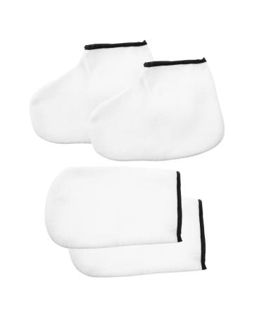 Ipetboom 2 Pairs Hand and Foot Mask Wax Socks Paraffin Wax Foot Bags Wax Tools Wax Hand Gloves Paraffin Wax for Hands Boot Glove Bath Mittens White Knitted Fabric Spa Facial Mask
