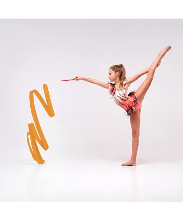 SAVITA 2PCS Dance Ribbons | 78.7 Inch Gymnastics Ribbon Streamers with Wand | Orange Khaki Twirling Ribbons for Dancers - Buy Online on GoSupps.com