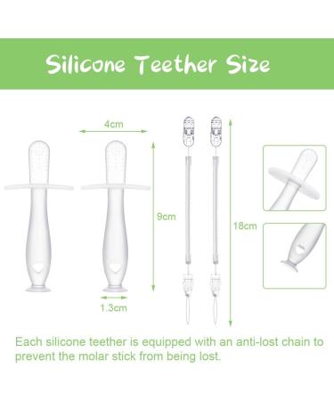 Vicloon Teething Toys - 2pc Silicone Teether Set with Suction Cup and Anti-Lost Chains for Babies | Soothes Sore Gums & Pain Relief | Transparent S-Suckers Design - Buy Online on GoSupps.com