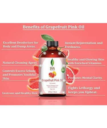 SVA Organics Grapefruit Pink Oil 118ml - 100% Pure & Natural Therapeutic Grade for Skin, Hair, Aromatherapy & Massage - Buy Online on GoSupps.com