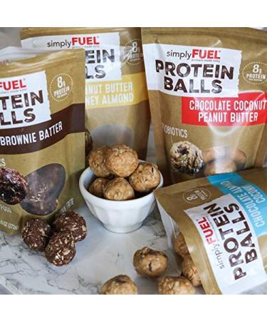 simplyFUEL Whole Food Protein Balls with Probiotics - 12 Balls - Chocolate Coconut Peanut Butter - 9.6 Oz. - Buy Online on GoSupps.com