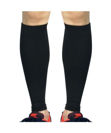 beister 1 Pair Calf Compression Sleeves for Women & Men Footless Shin Splint Leg Support Socks for Pain Relief Recovery Running Travel Cycling Nurse Black XL