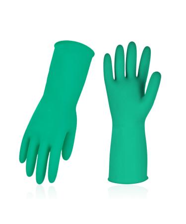 VGO ... 10 pairs of reusable household gloves rubber tableware gloves extra thick long sleeves kitchen cleaning work painting gardening pet care (size L dark green HH4601) L 10 pair - dark green