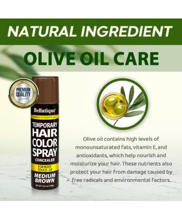 Temporary Hair Color Spray Concealer - Quick Root Touch-Up Fast Drying No Residue Ammonia & Peroxide Free - Medium Brown 3.52 oz - Buy Online on GoSupps.com
