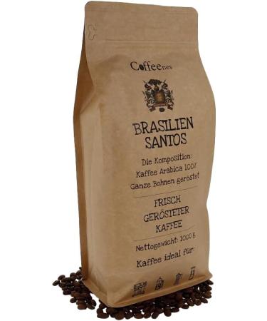 Coffeenes Arabica Coffee Beans 1kg Coffee Whole Beans Bean Coffee Body fullness 35 Acidity 15 Aroma 45 BRAZIL SANTOS - Buy Online on GoSupps.com