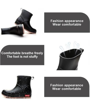 HSBDNZQ Lightweight Waterproof Rain Boots for Women/Men - Black | Anti-Slip Garden Chelsea Boots with Comfortable Insoles - Size 7W/6M - Buy Online on GoSupps.com