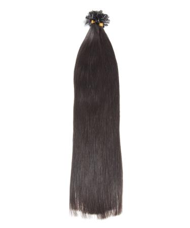 Natural Black Keratin Bonding Extensions | 100% Remy Human Hair | 100 Strands U-Tip | 45cm Long | #1B Natural Black - Buy Online on GoSupps.com