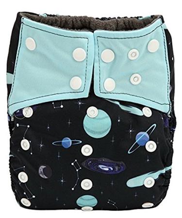 AIO Reusable Washable Cloth Diaper Nappy Charcoal Bamboo Insert Overnight Double Gusset (L3) Multicolor