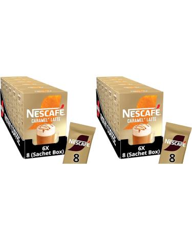 Nescafe Caramel Latte Instant Coffee 8 x 17g Sachets 100% Responsibly Sourced Coffee (Pack of 2)