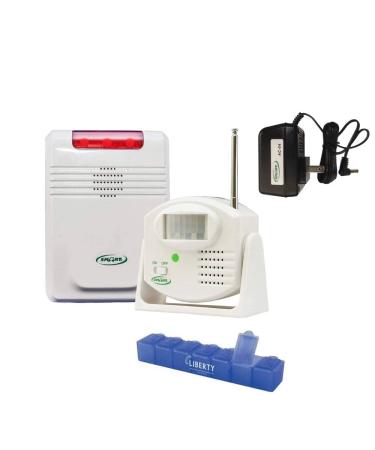 Smart Caregiver Economy Elderly Monitoring System - Elderly Fall Prevention Devices with Wireless Monitor Motion Sensor AC Adapter and Liberty Pill Case