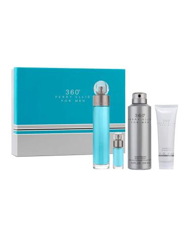 Perry Ellis 360 4 Piece Set For Men (3.4 Eau Di Toilette + 3.0 After Shave Balm + Deo Stickk + 75 Ml Eau Di Toilette Spray) 1 Count (Pack of 1) - Buy Online on GoSupps.com