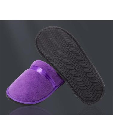 Buy Tianmao 5 Pairs Coral Fleece Hotel Slippers - Closed Toe Universal Size | Spa & Travel Guest Slippers in Brown & Purple - Buy Online on GoSupps.com