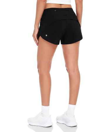 HeyNuts Women's Focus Running Shorts - Mid Waisted Athletic Shorts with Liner and Zipper Pocket - 4 Black - Buy Online on GoSupps.com