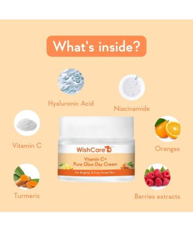 WishCare Pure Glow Vitamin C Face Cream - Day & Night Cream for Glowing Skin & Pigmentation Removal - 50 gm (1.7 Oz) for Men & Women - International Shipping Available - Buy Online on GoSupps.com