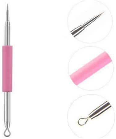 1PCS Professional Stainless Steel Blackhead Whitehead Remover with Silicone Handle- Silica Cleaner Tool with Gel Antiskid Design Handle Acne Pimple Comedone Extractor Needle for Women Facial Care Skin Protecter(Pink) - Buy Online on GoSupps.com