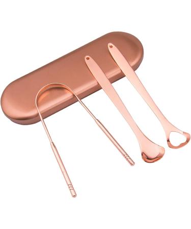 Tongue Scraper Kit - Portable Rose Gold 4-Piece Set | Eliminate Bad Breath & Enhance Oral Care | Stainless Steel Tongue Cleaner - Buy Online on GoSupps.com