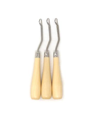 Honbay 3PCS 6.3Inch Wooden Handle Latch Hook Tool Crochet Needle Hook Tool