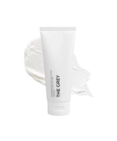 The Grey Cleansing & Shaving Mousse | Daily Face Cleanser For Men Smooth Luxurious Lather Glide & Hydration for Clean Shave Foam Gentle & Nourishing Shaving Cream With Apricot Oil Squalane 3.4oz