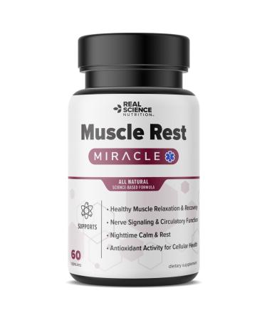 Real Science Nutrition Muscle Rest Miracle Restless Muscle Support Supplement with Nitric Oxide Natural Rest Circulation Support Muscle Relaxation and Nerve Function 60 Capsules
