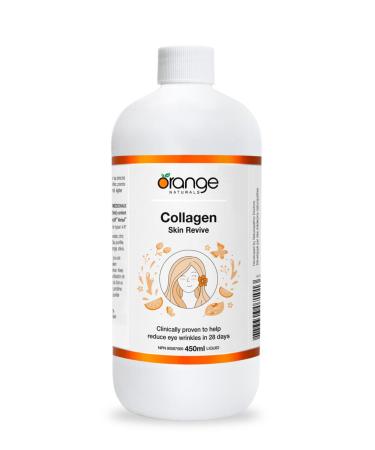Orange Naturals - Collagen Skin Revive Liquid Supplement - 450ml - For Women - Helps Reduce Eye Wrinkles Fine Lines - Antiaging and Improve Nail Growth - Bioactive Peptides Hydrolyzed - Enhanced Non GMO 450 ml (Pack of 1)