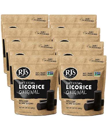 Soft Eating Black Licorice (8-Pack) - RJ's Licorice (8) 7.05oz Bags - NON-GMO, NO HFCS, Vegan-Friendly & Kosher - Batch Made in New Zealand 7.05 Ounce (Pack of 8)