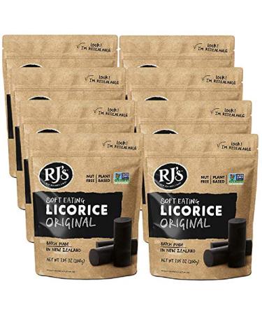Soft Eating Black Licorice (8-Pack) - RJ's Licorice (8) 7.05oz Bags - NON-GMO, NO HFCS, Vegan-Friendly & Kosher - Batch Made in New Zealand 7.05 Ounce (Pack of 8) - Buy Online on GoSupps.com